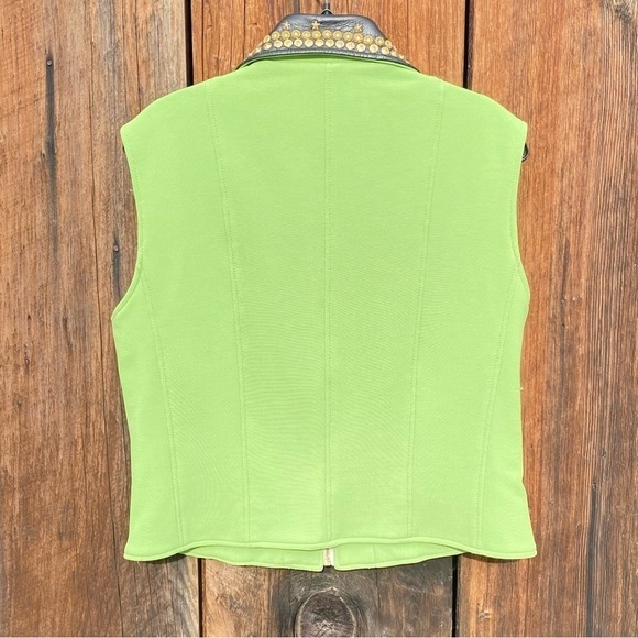 Vintage Leather Studded collar Vest in Chartreuse. Made by Your Wildest Dreams - Picture 2 of 12